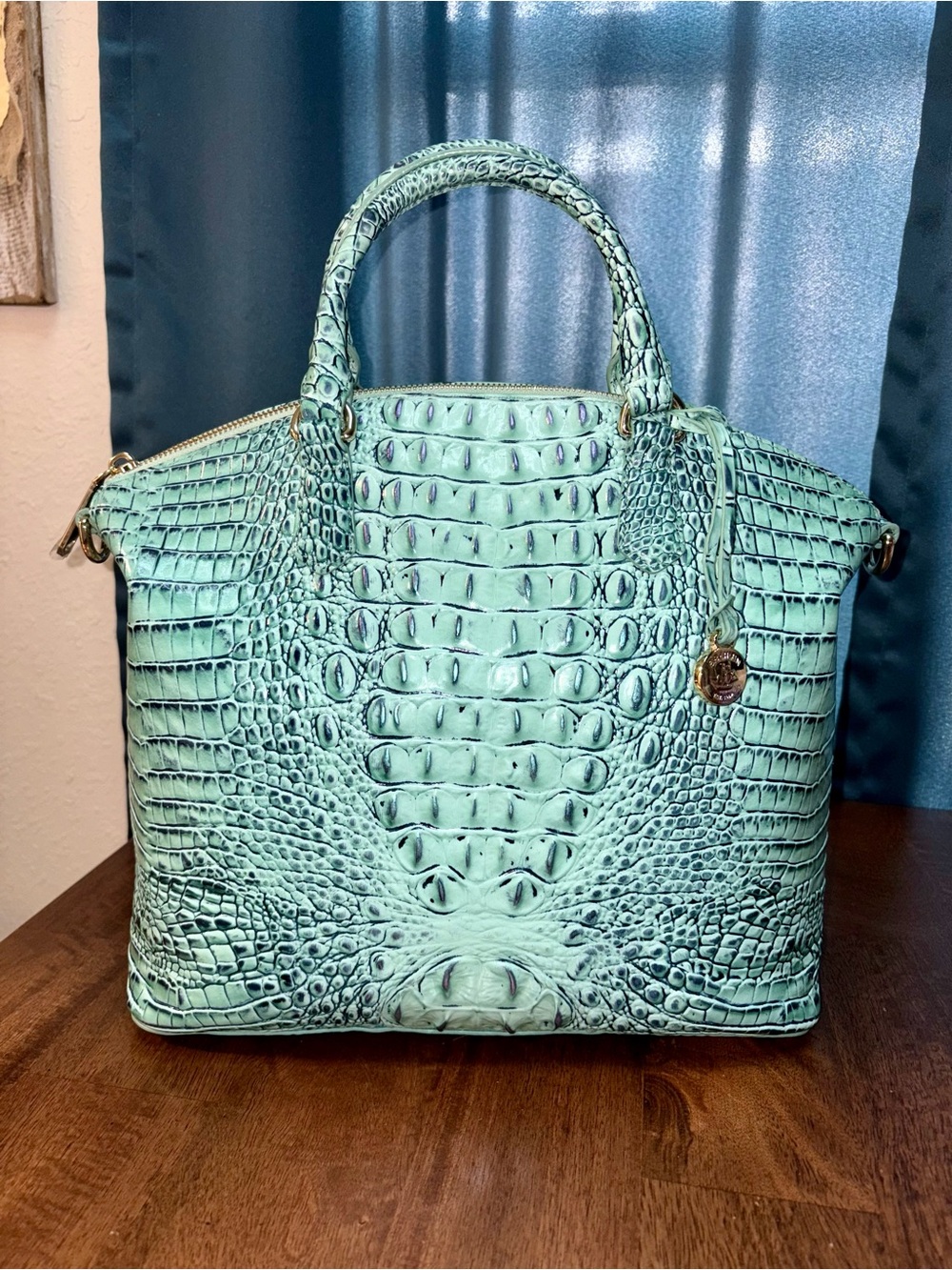 Brahmin EUC Lrg Duxbury - Biscay - Metallic Mint & Navy Accents - Sea Green
